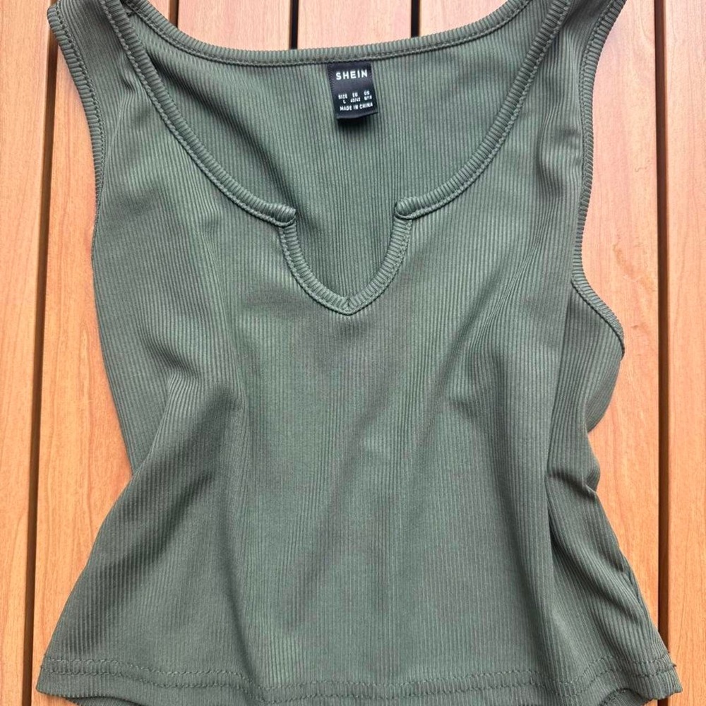 SHEIN army green ribbed tank top